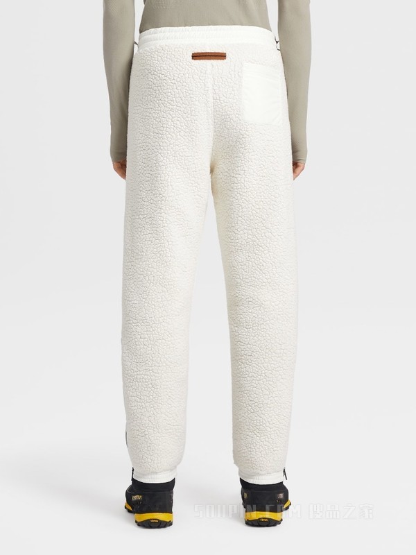 白色羊毛及高科技面料填充慢跑裤