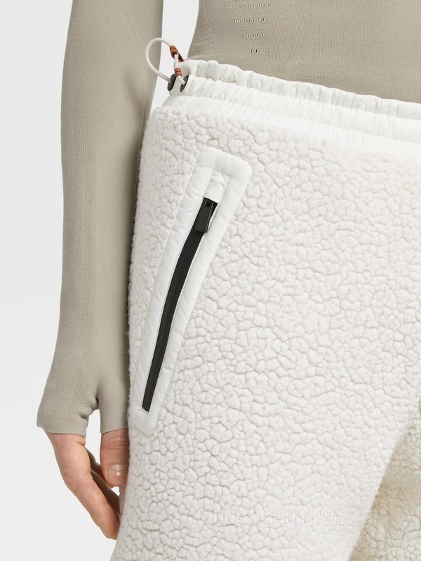 白色羊毛及高科技面料填充慢跑裤