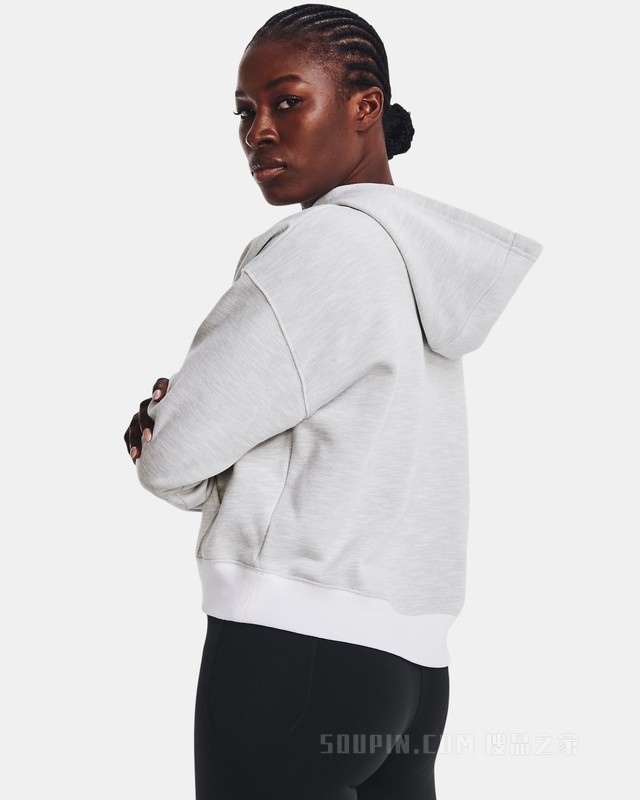 女士UA Essential Script抓绒连帽上衣