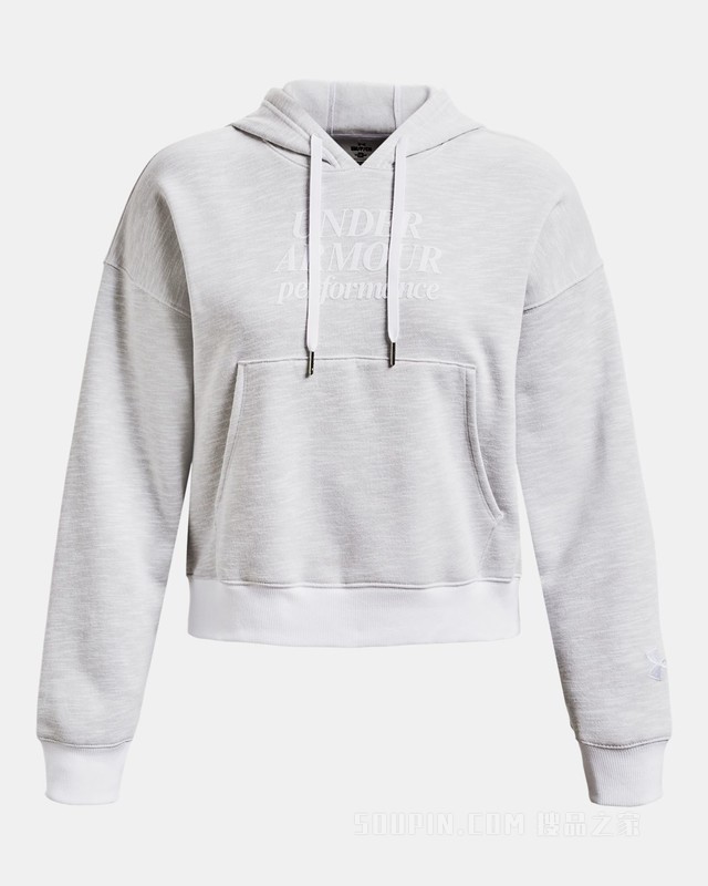 女士UA Essential Script抓绒连帽上衣