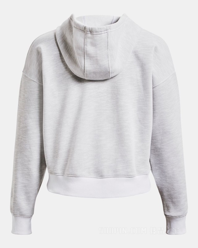 女士UA Essential Script抓绒连帽上衣