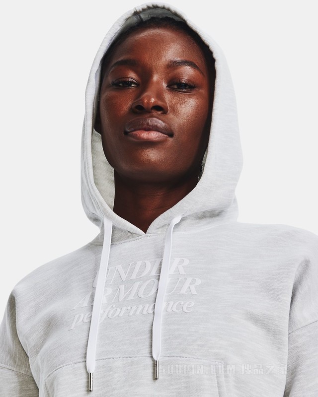 女士UA Essential Script抓绒连帽上衣