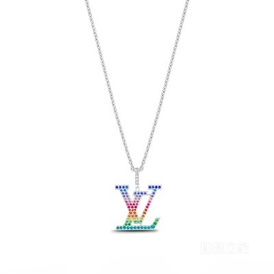 LV SIGNATURE M 18K 金彩色宝石项链