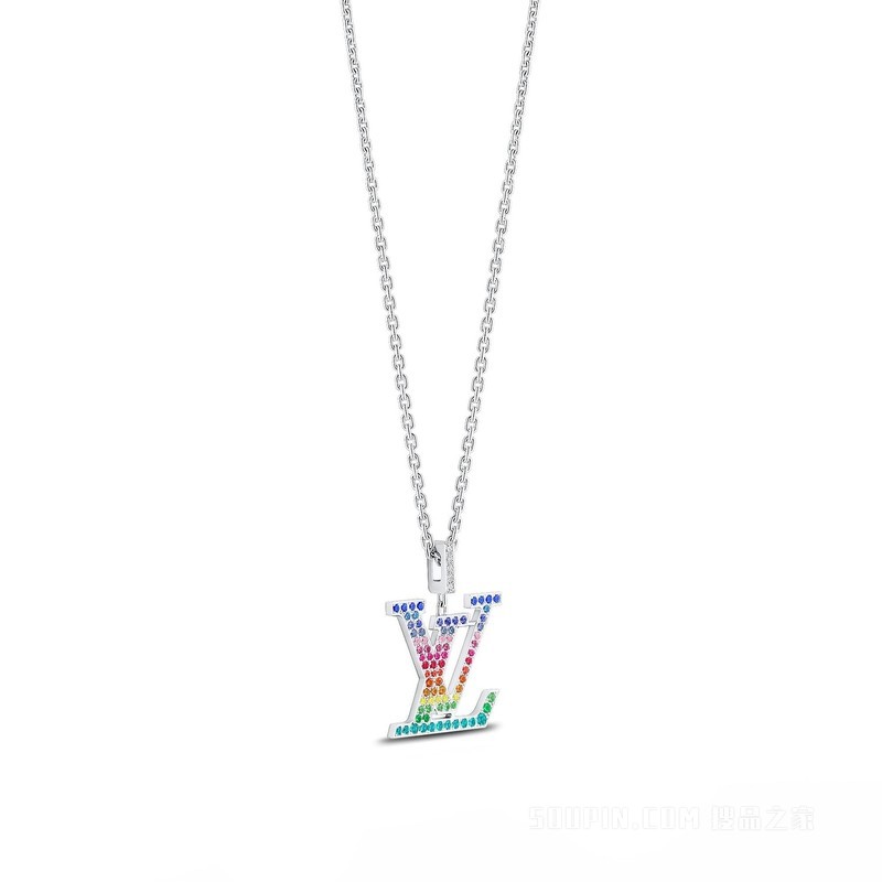 LV SIGNATURE M 18K 金彩色宝石项链