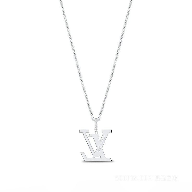 LV SIGNATURE M 18K 金彩色宝石项链