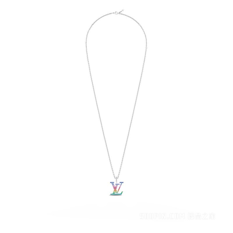 LV SIGNATURE M 18K 金彩色宝石项链