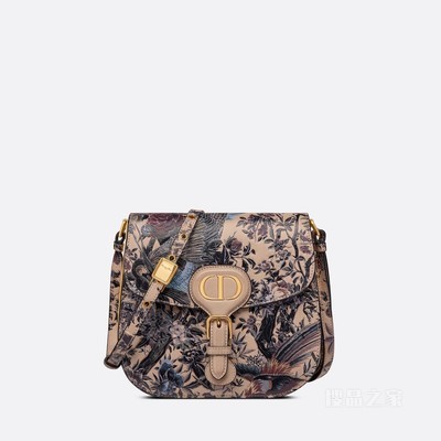 Dior Bobby Frame 手袋 米色牛皮革多色 Dior Jardin d'Hiver 立体手绘效果图案