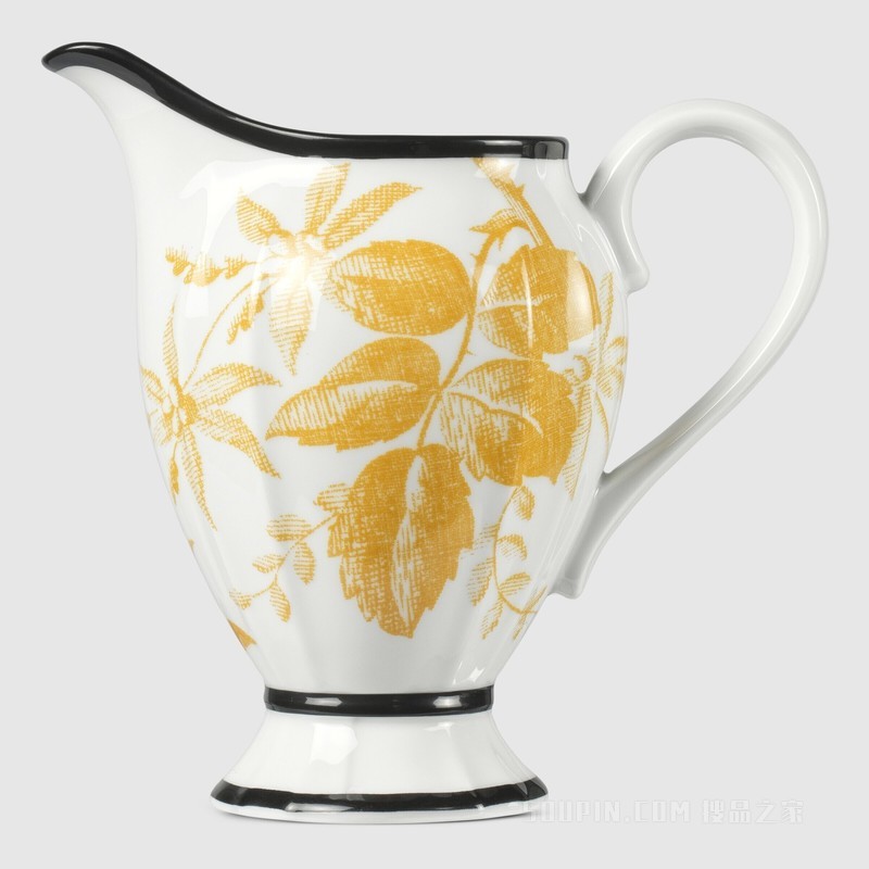 腊叶印花奶壶 黄色腊叶印花
