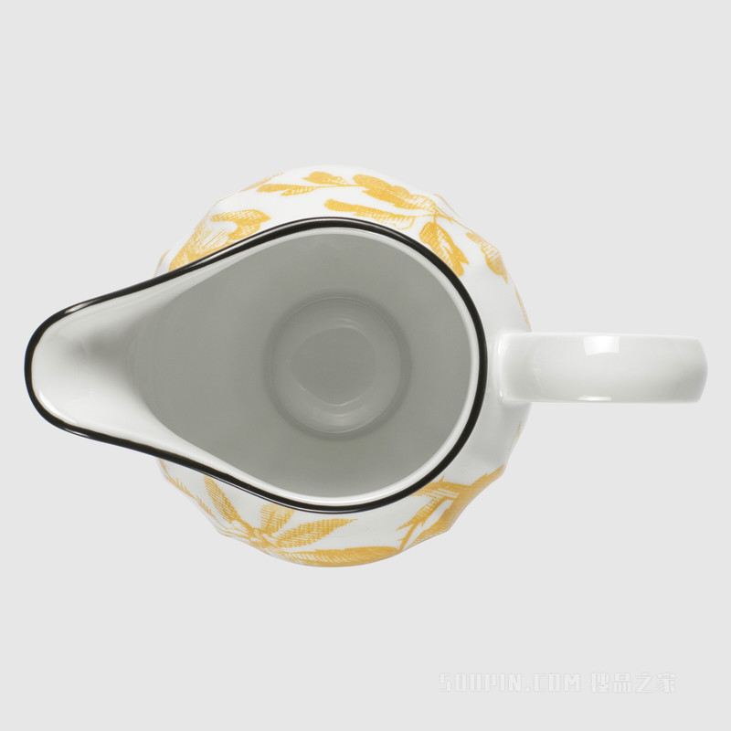腊叶印花奶壶 黄色腊叶印花