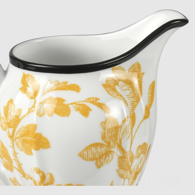 腊叶印花奶壶 黄色腊叶印花