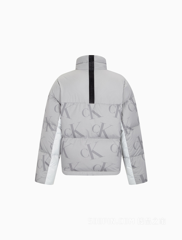 Calvin Klein 22秋冬男士三防拼接字母满印立领保暖羽绒服J323734