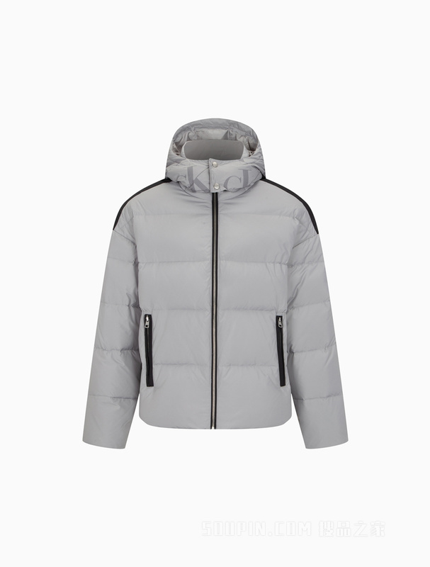 Calvin Klein 22秋冬新款男士简约LOGO织带三防连帽保暖羽绒服J323735