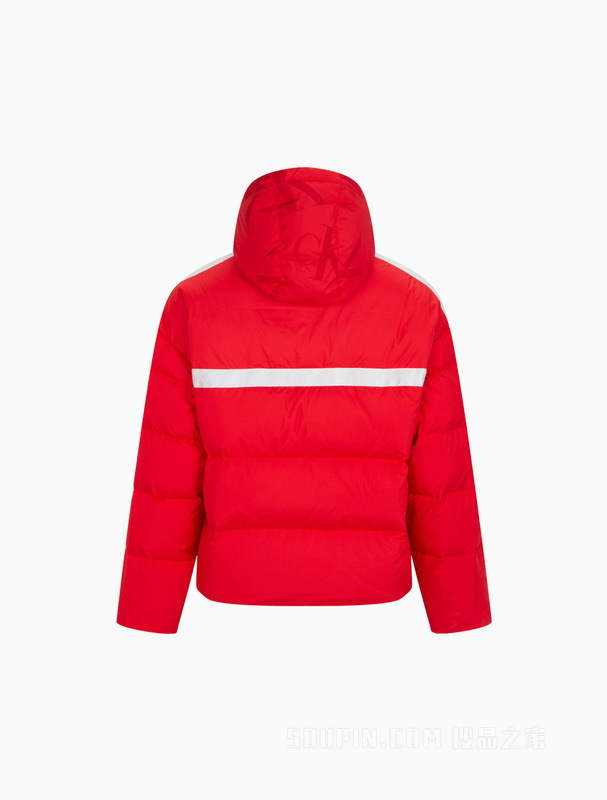 Calvin Klein 22秋冬新款男士简约LOGO织带三防连帽保暖羽绒服J323735