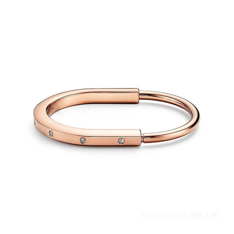 Tiffany Lock 系列 18K 玫瑰金镶嵌钻石手镯