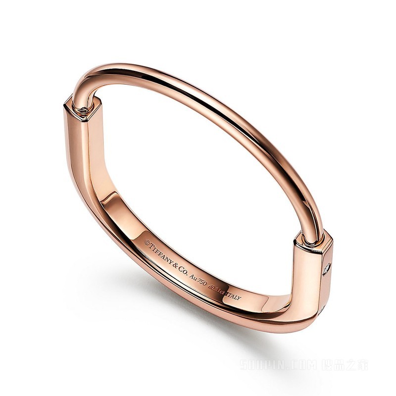 Tiffany Lock 系列 18K 玫瑰金镶嵌钻石手镯