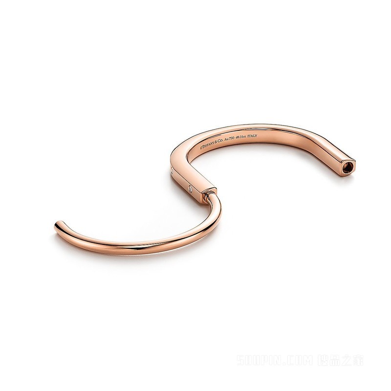 Tiffany Lock 系列 18K 玫瑰金镶嵌钻石手镯