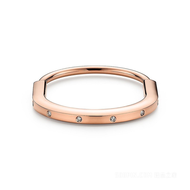 Tiffany Lock 系列 18K 玫瑰金镶嵌钻石手镯