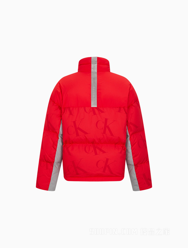 Calvin Klein 22秋冬男士三防拼接字母满印立领保暖羽绒服J323734