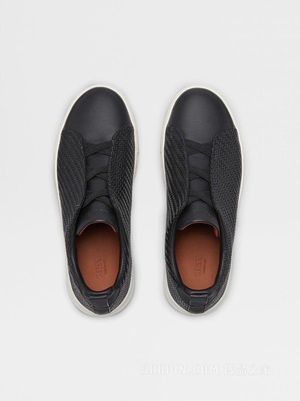 黑色 PELLE TESSUTA™ Triple Stitch™ 低帮运动鞋