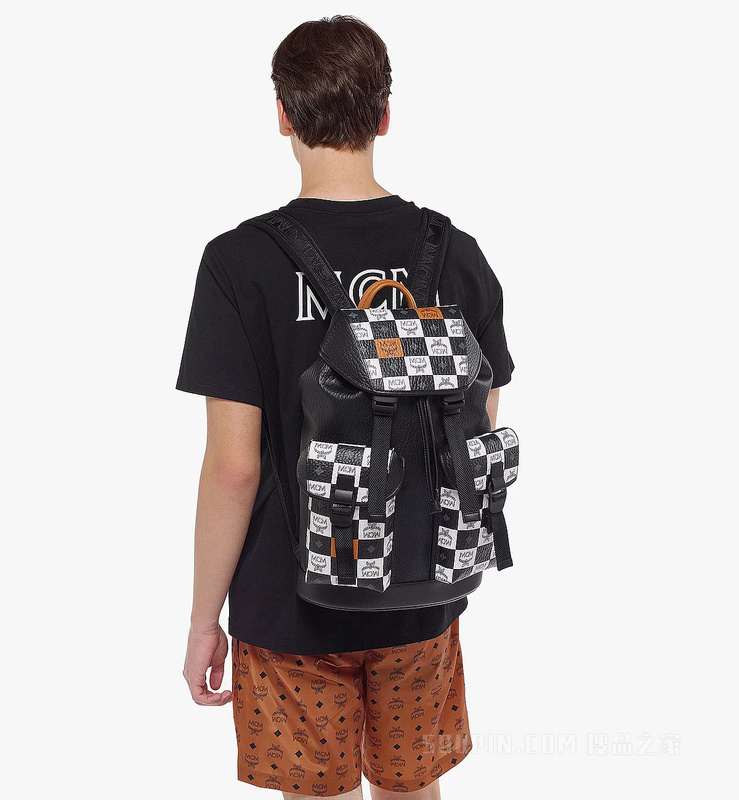 Medium Brandenburg Visetos棋盘格纹双肩背包