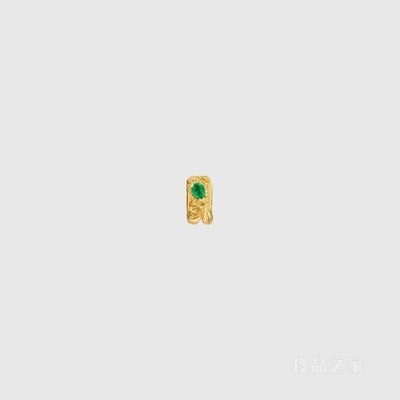 单边18K黄金饰翡翠衔尾蛇耳环 黄金