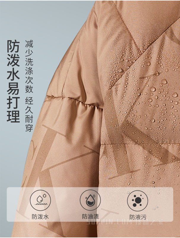 Calvin Klein 22秋冬男士三防拼接字母满印立领保暖羽绒服J323734