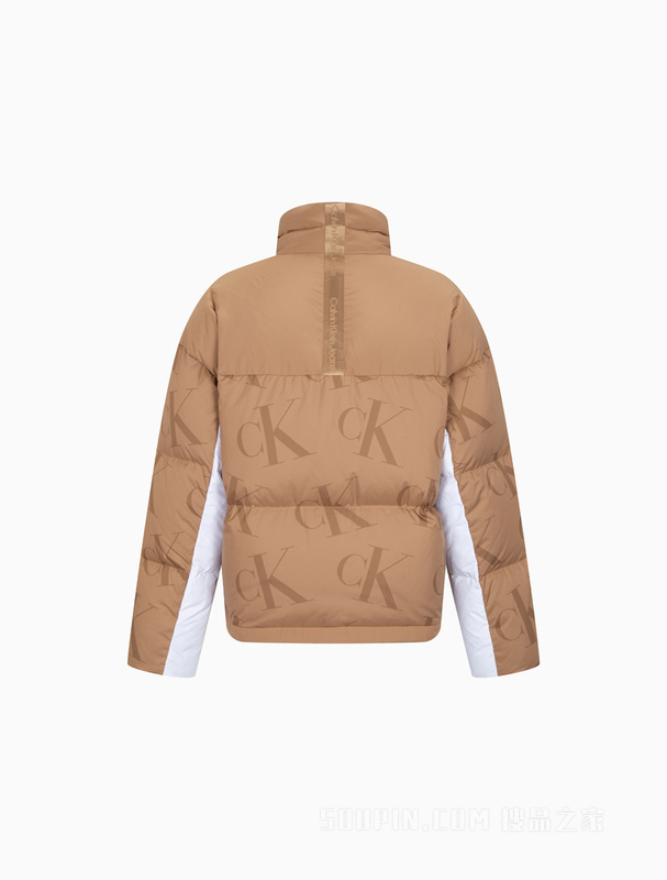 Calvin Klein 22秋冬男士三防拼接字母满印立领保暖羽绒服J323734