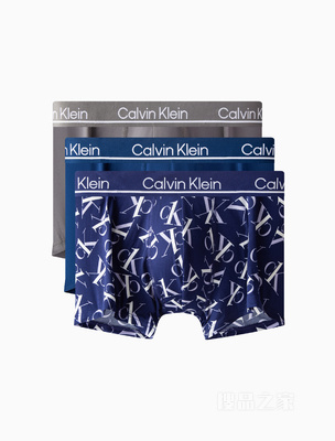Calvin Klein 22秋冬男士三条装LOGO腰边弹力轻薄透气平角内裤NP2443O