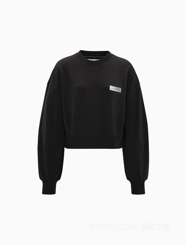 Calvin Klein 22秋冬新款女士时尚幻影LOGO灯笼袖圆领短卫衣J220969