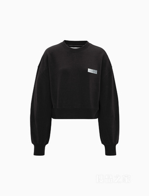 Calvin Klein 22秋冬新款女士时尚幻影LOGO灯笼袖圆领短卫衣J220969