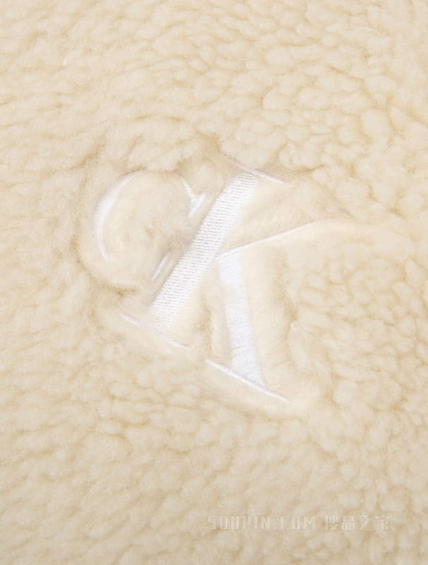 Calvin Klein 22秋冬新款女士简约刺绣抽绳连帽仿羊羔绒外套J220932