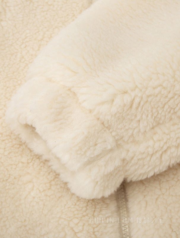 Calvin Klein 22秋冬新款女士简约刺绣抽绳连帽仿羊羔绒外套J220932