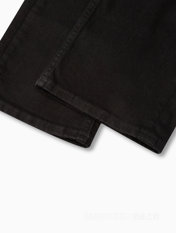 Calvin Klein 22秋冬男士简约LOGO贴片修身黑色水洗微弹牛仔裤J322269