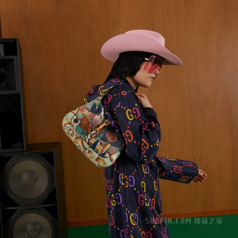 Jackie 1961系列蟒蛇皮小号手袋 原色