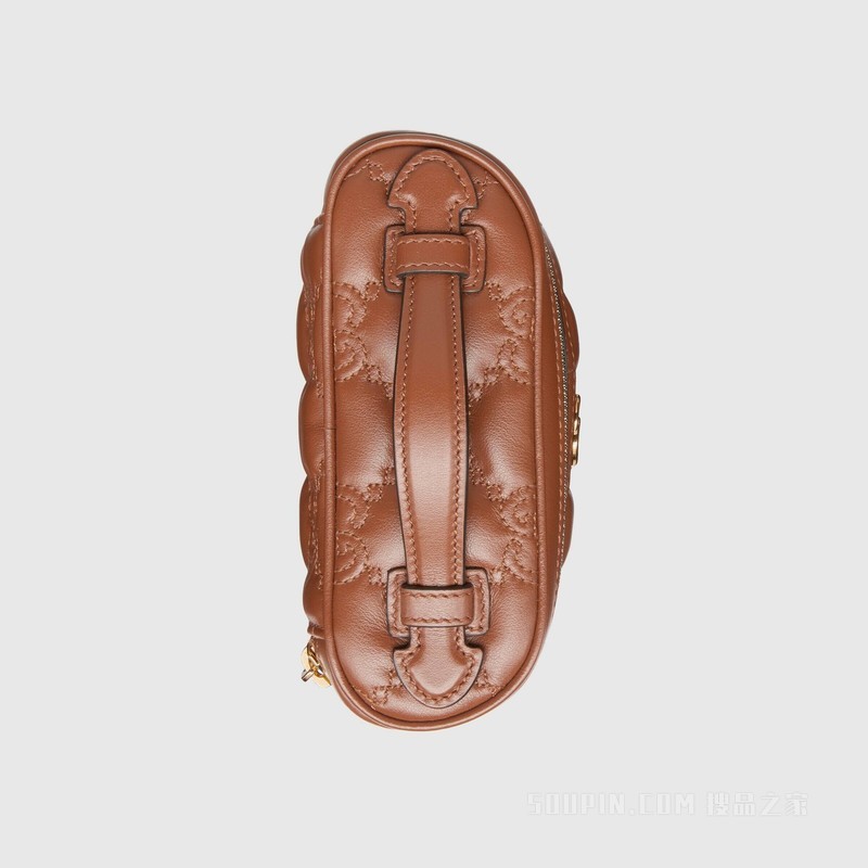 GG绗缝迷你手提包 浅棕色绗缝皮革