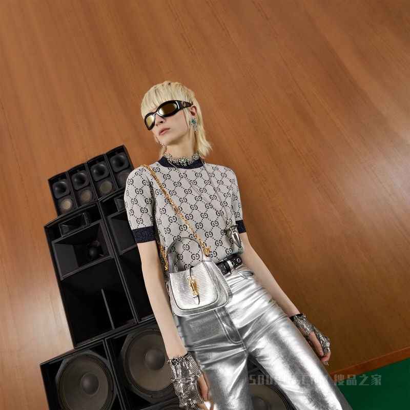 Jackie 1961系列蜥蜴皮迷你手袋 银色