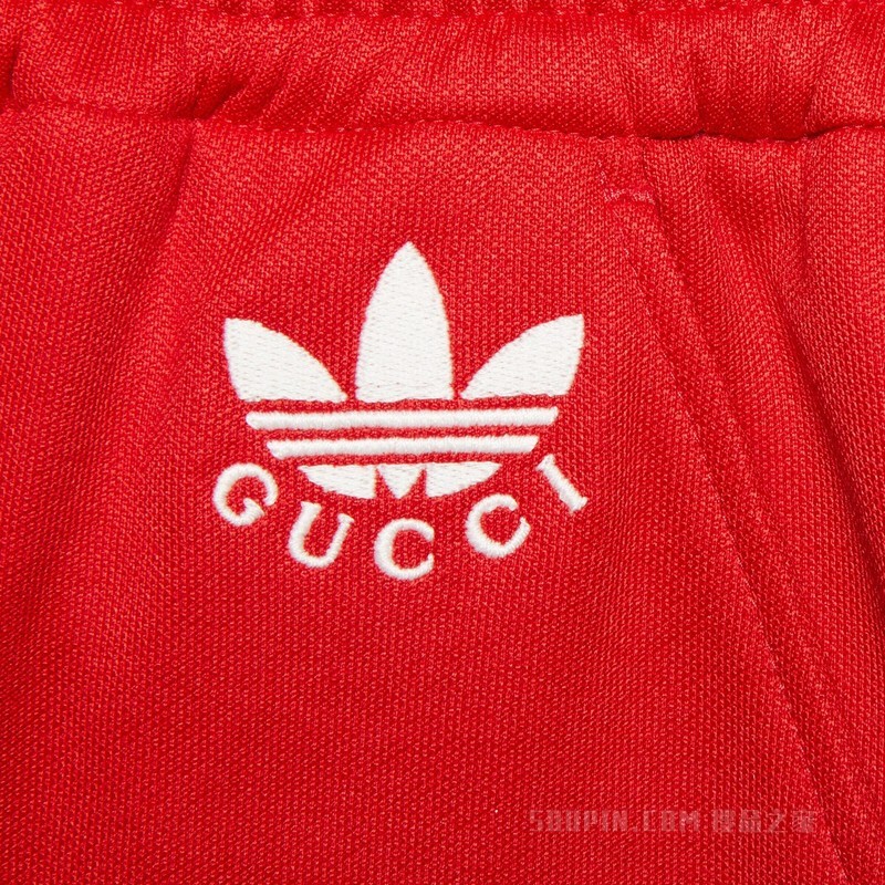 adidas x Gucci联名系列针织慢跑长裤 亮红色