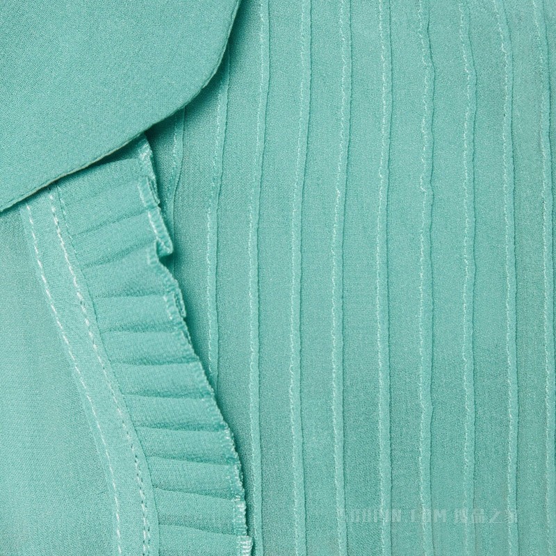 双绉连衣裙 蓝绿色