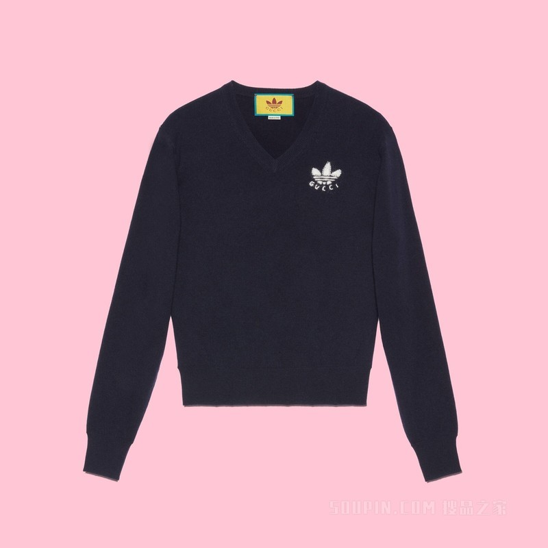adidas x Gucci联名系列羊毛毛衣 海军蓝