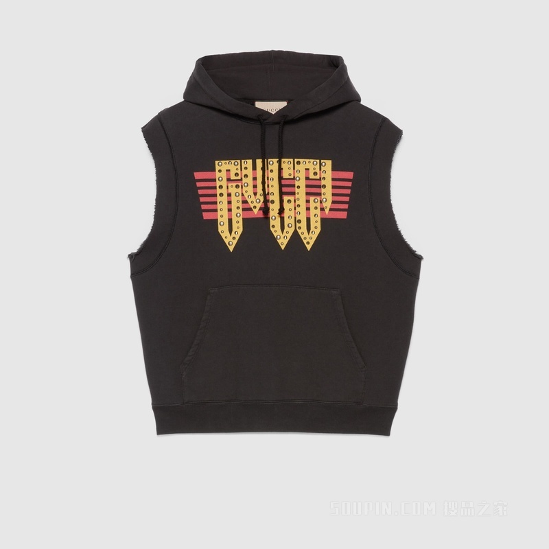 针织棉无袖卫衣 黑色