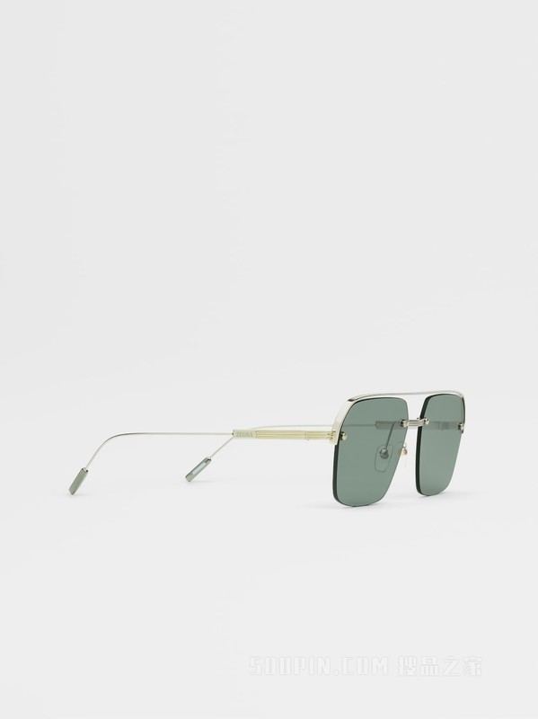浅金色金属太阳镜