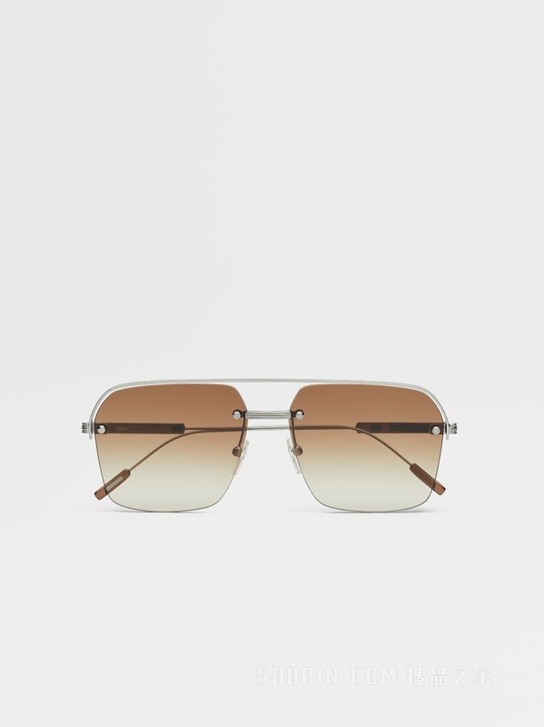 亮面炮铜色金属太阳镜