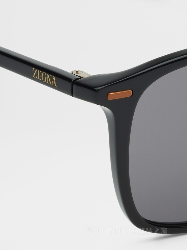 亮黑色醋酸纤维 Leggerissimo 太阳镜