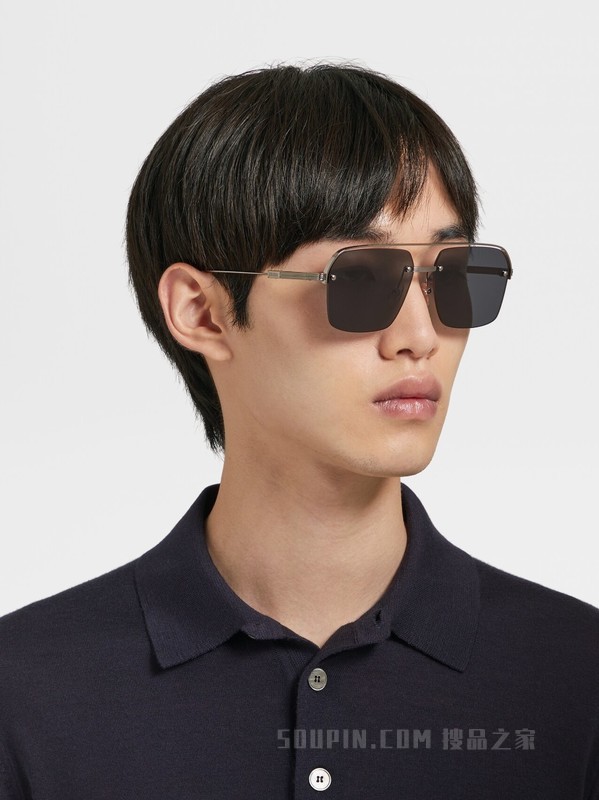 亮面炮铜色金属太阳镜