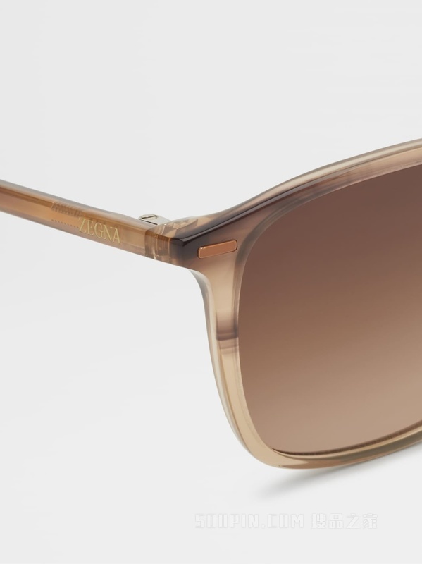 棕色条纹和渐变欧泊色醋酸纤维 Leggerissimo 太阳镜