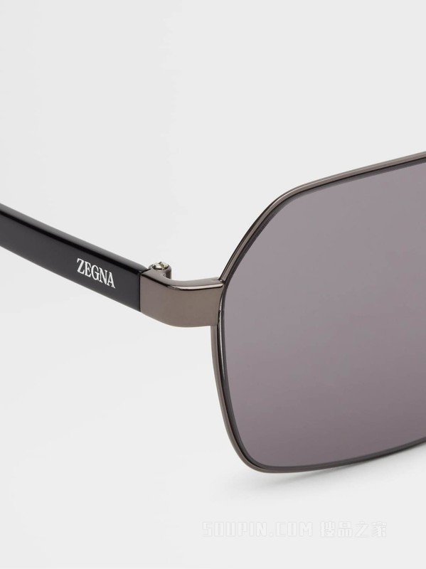 亮面炮铜色/黑色金属和醋酸纤维 Leggerissimo 太阳镜