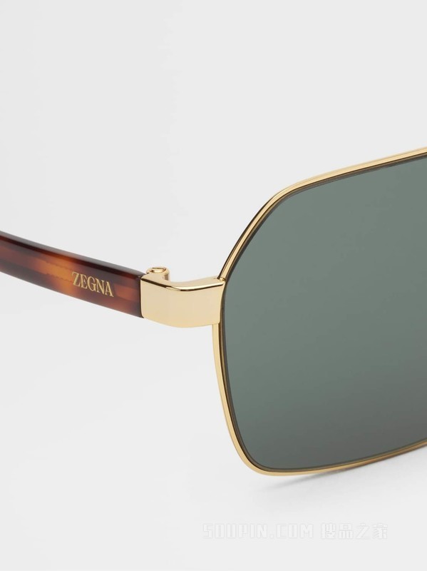 亮面深金色/哈瓦那色金属和醋酸纤维 Leggerissimo 太阳镜