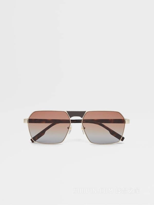 浅金色/深哈瓦那色金属和醋酸纤维 Leggerissimo 太阳镜