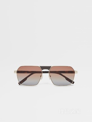 浅金色/深哈瓦那色金属和醋酸纤维 Leggerissimo 太阳镜