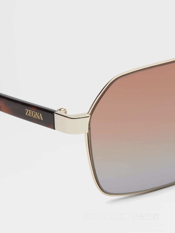 浅金色/深哈瓦那色金属和醋酸纤维 Leggerissimo 太阳镜